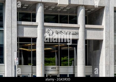 Montreal, QC, Canada - September 4, 2021: Entrance to SNC-Lavalin headquarters in Montreal, QC, Canada. Stock Photo