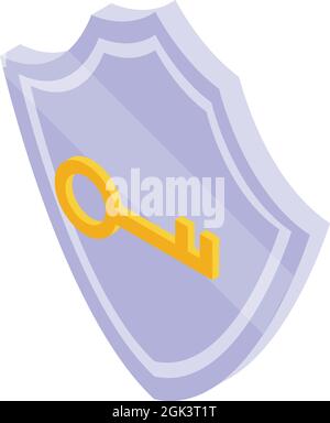 Key shield icon isometric vector. Data lock. Document secure Stock Vector