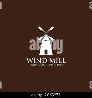 Windmill building icon logo design vector illustration template Stock Vector