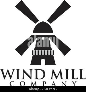 Windmill building icon logo design vector illustration template Stock Vector