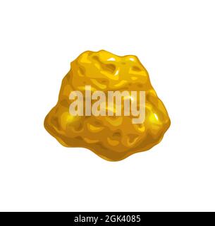 Cartoon golden nugget, ore mining or game interface element. Vector yellow sparkling stone, piece of gold, ui or gui object for fantasy game. Goldmine Stock Vector