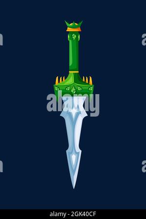 Magical cartoon steel dagger and stiletto isolated blades. Vector ...