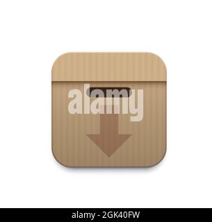 Archive storage icon with paper folders in box. Data backup, information downloading and documents archiving software of smartphone app icon or 3d vec Stock Vector