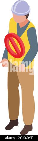 Fired worker icon isometric vector. Fire emergency. Man safety Stock Vector