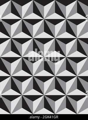 Seamless tile pattern with black grey and light grey triangular tiles. Stock Vector