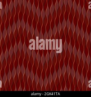 Geometric composition of vertical curvy lines in red. Seamless repeating pattern. Stock Photo