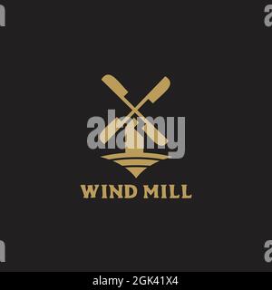 Windmill building icon logo design vector illustration template Stock Vector