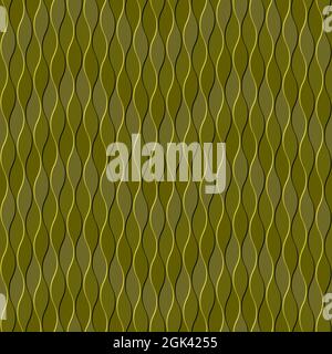 Geometric composition of vertical curvy lines in yellow. Seamless repeating pattern. Stock Photo