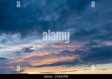 Beautiful sky with clouds at sunset, sky remplacement, nature background Stock Photo