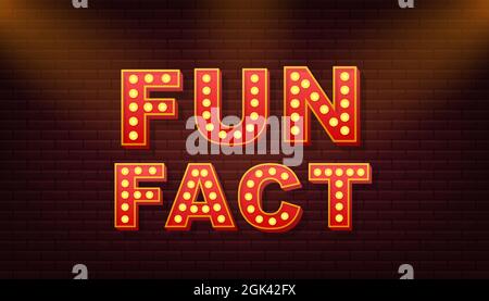Retro light text Fun fact. Retro light bulb. Vector stock illustration. Stock Vector