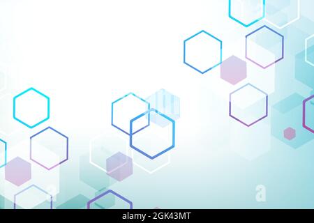 Science network pattern, connecting lines and dots. Technology hexagons structure or molecular connect elements Stock Vector