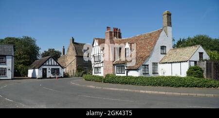 Old houses in the village of Houghton in Cambridgeshire. Stock Photo