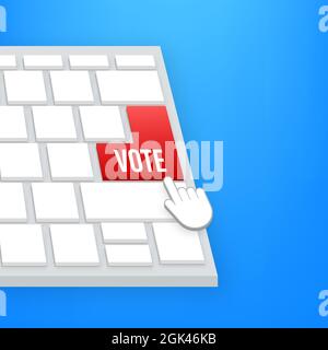 Vote button on keaboard. Hand click icon. Finger click icon. Vector stock illustration. Stock Vector