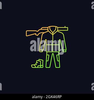 Hunting gear gradient vector icon for dark theme Stock Vector