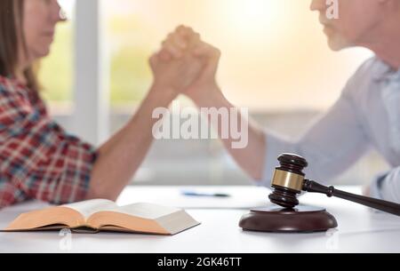 Symbol of conflict between husband and wife during divorce Stock Photo