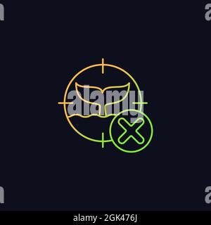 Illegal whaling gradient vector icon for dark theme Stock Vector