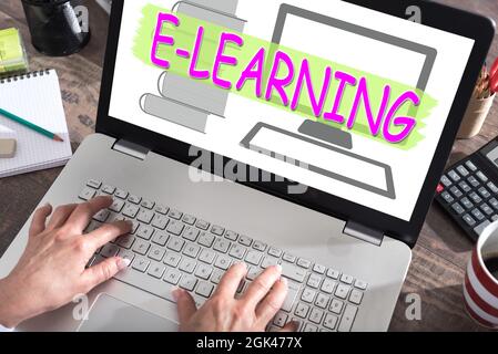 E-learning concept shown on a laptop screen Stock Photo
