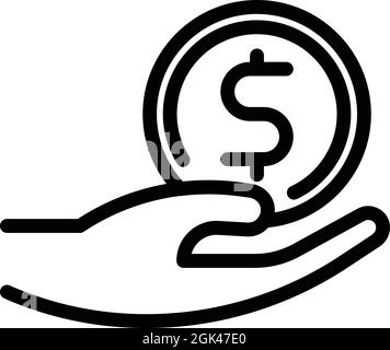 Donate money icon outline vector. Charity giving. Online love Stock Vector