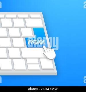 Upgrade blue square button on keaboard. Vector stock illustration. Stock Vector