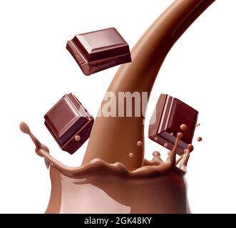 chocolate milk drink splash glass Stock Photo