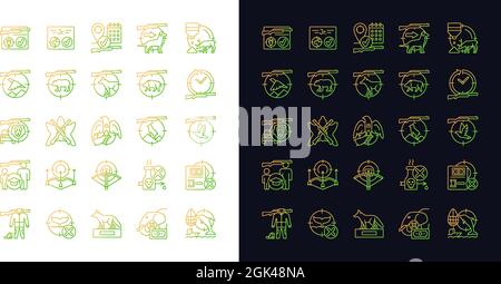 Hunting gradient icons set for dark and light mode Stock Vector