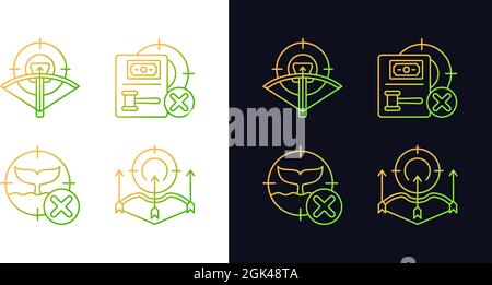 Hunting provisions and restrictions gradient icons set for dark and light mode Stock Vector