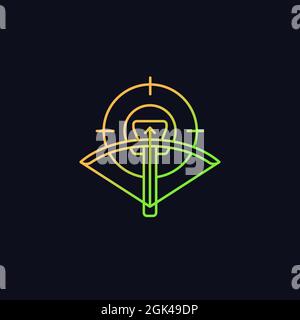 Hunting with crossbow gradient vector icon for dark theme Stock Vector