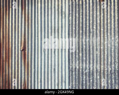 Old zinc wall surface Fence house zinc background and texture Stock Photo