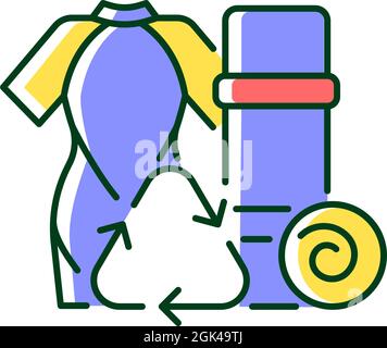 Yoga mats from recycled wetsuits RGB color icon Stock Vector
