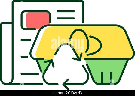 Egg cartons from newspaper RGB color icon Stock Vector