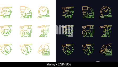 Animal hunter gradient icons set for dark and light mode Stock Vector