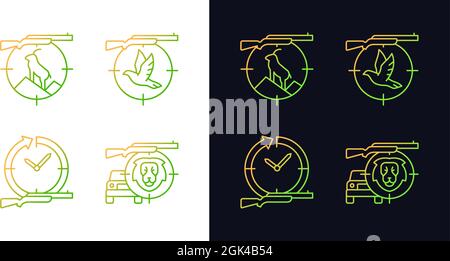 Hunting types gradient icons set for dark and light mode Stock Vector