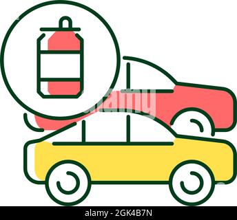 Cars made from recycled steel RGB color icon Stock Vector
