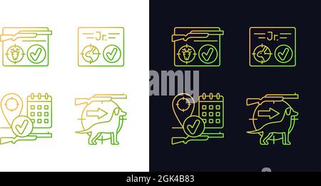 Hunting regulations gradient icons set for dark and light mode Stock Vector