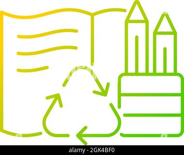 Stationery from recycled magazines gradient linear vector icon Stock Vector