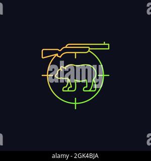 Big game hunting gradient vector icon for dark theme Stock Vector