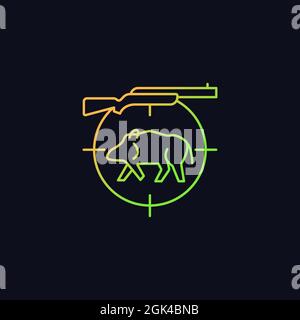 Wild boar hunting gradient vector icon for dark theme Stock Vector