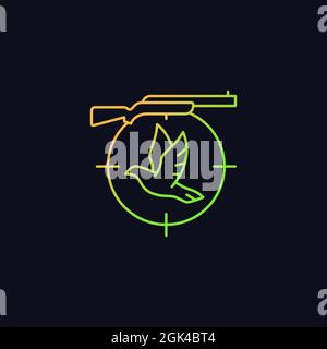 Pigeon shooting gradient vector icon for dark theme Stock Vector