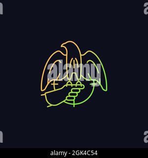 Falconry hunting gradient vector icon for dark theme Stock Vector