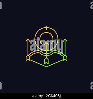 Bow and arrow hunting gradient vector icon for dark theme Stock Vector