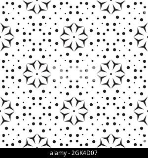 Black circle and star seamless pattern on white background Stock Vector