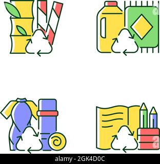 Reduce environmental pollution RGB color icons set Stock Vector