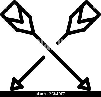 Crossed arrows icon outline vector. Archery bow. Bow arrowhead Stock Vector