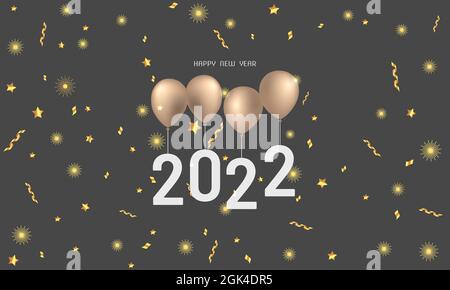 2022 new year celebration poster with balloons on dark gray background vector stock illustration Stock Vector