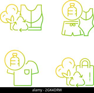 Lessening impact on environment gradient linear vector icons set Stock Vector