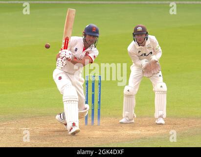 13 September 2021. London, UK. Alastair Cook of Essex  batting as Surrey take on Essex in the County Championshipeco at the Kia Oval, day two. David Rowe/Alamy Live News Stock Photo