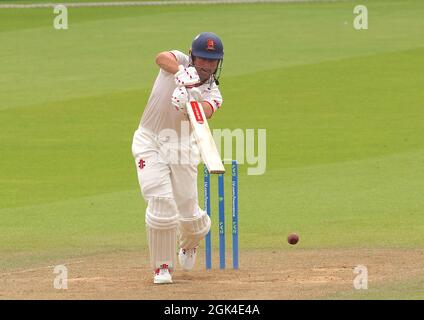 13 September 2021. London, UK. Alastair Cook of Essex batting as Surrey take on Essex in the County Championship at the Kia Oval, day two. David Rowe/Alamy Live News Stock Photo