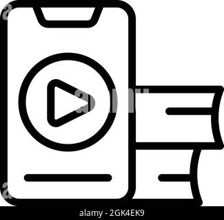 Smartphone lesson icon outline vector. Digital study. Online student Stock Vector