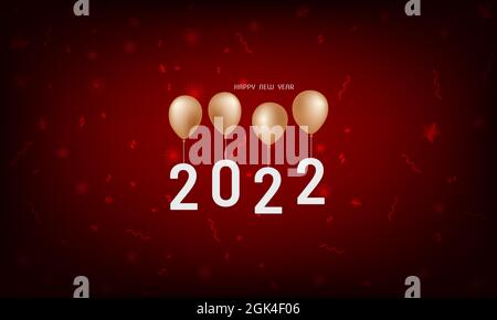 2022 new year celebration poster with balloons on red background vector stock illustration Stock Vector