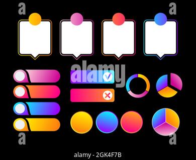 Neon gradient chart, infographic element collection for reports and presentations. Business symbol vector graph sign Stock Vector